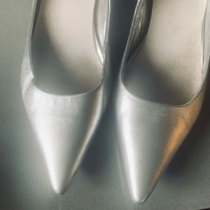 Silver kitten heel